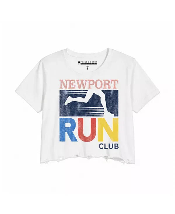 Детский топ для девочек с коротким рукавом Newport Run Club Prince Peter Collection, белый