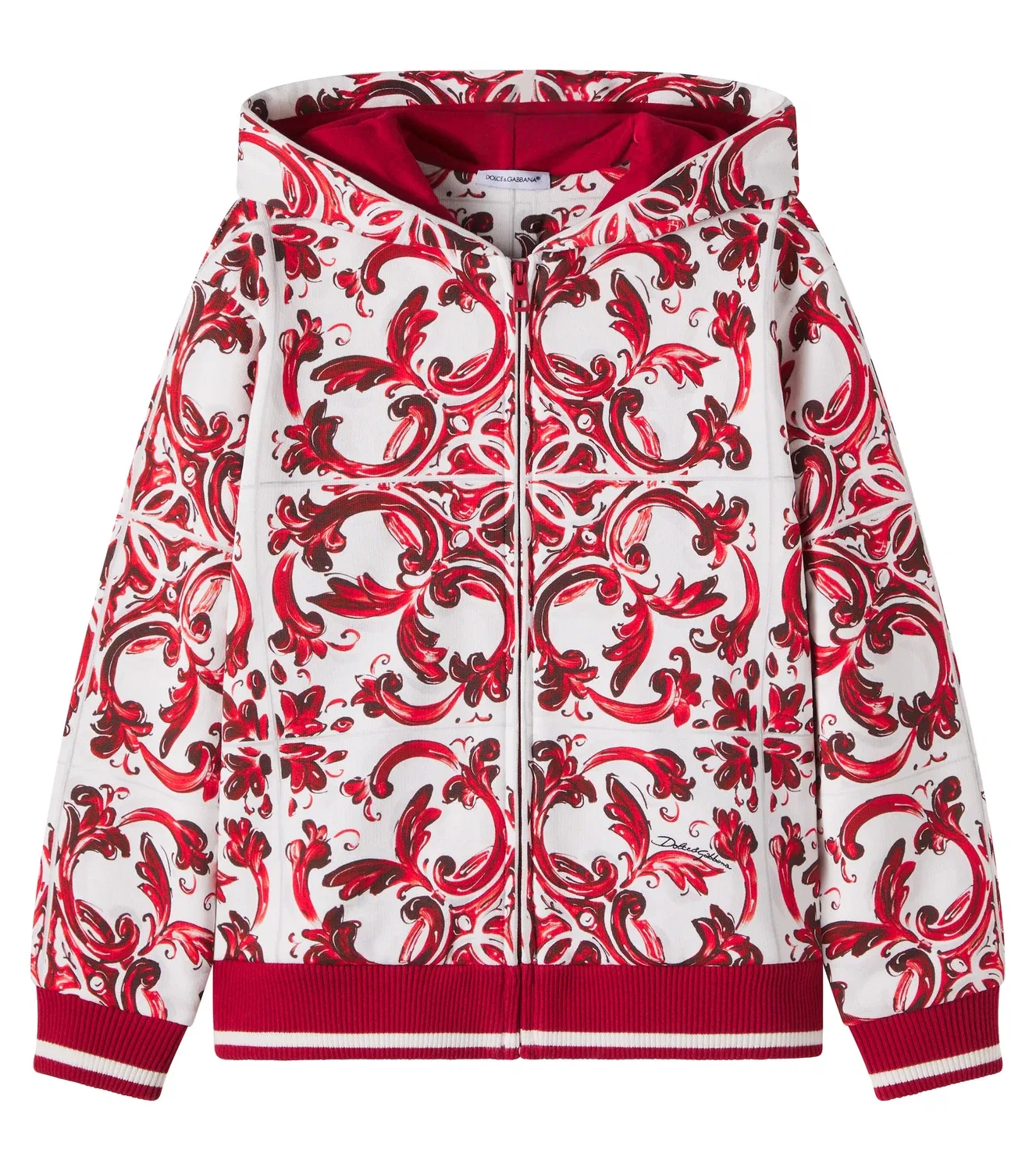 Толстовка на молнии с принтом Maiolica 4l Rubino Dolce&Gabbana Kids, красный