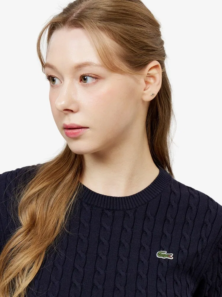 Свитер женский с кабельным узором LACOSTE, Navy — фото 2