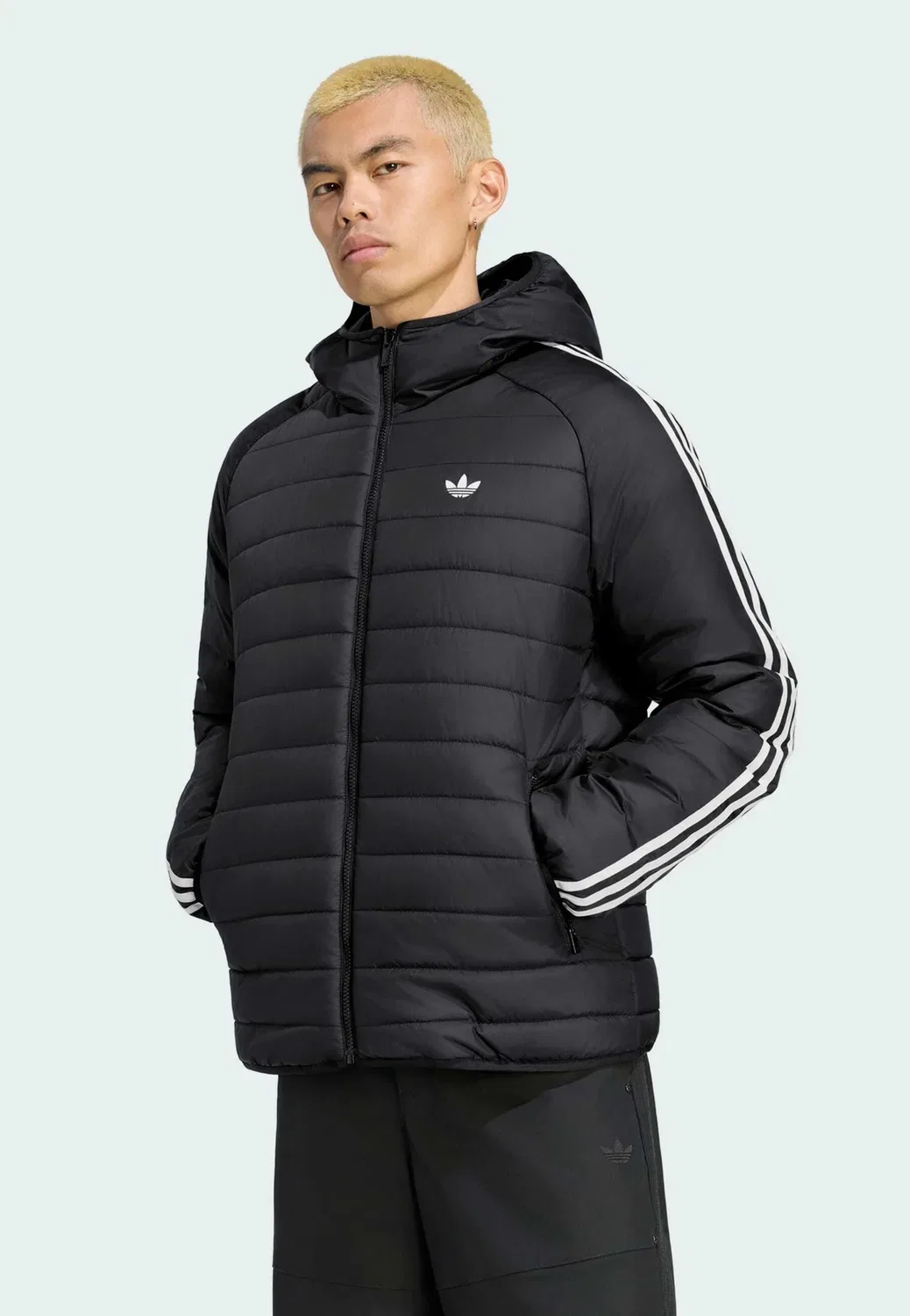 Теплая куртка с тремя полосками - зимняя куртка Adidas Originals, Black