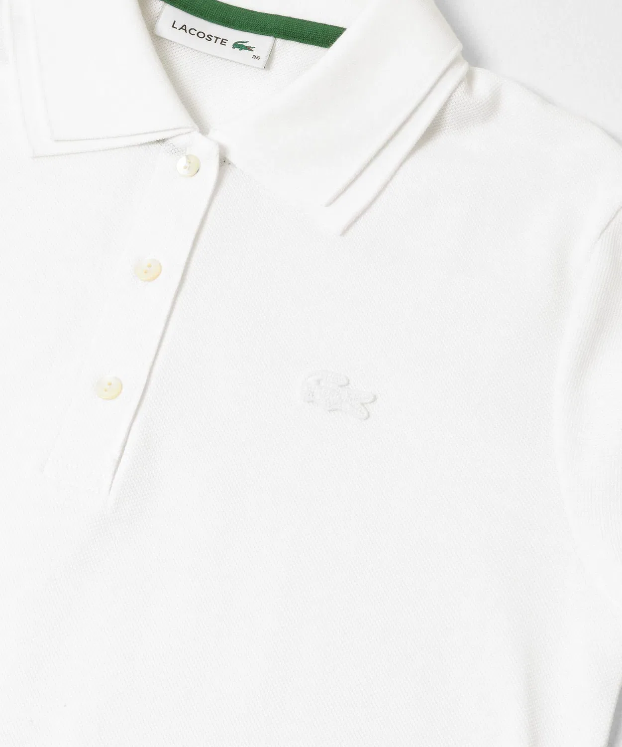 Женский поло-рубашка с двойным воротником, белая LACOSTE — фото 3