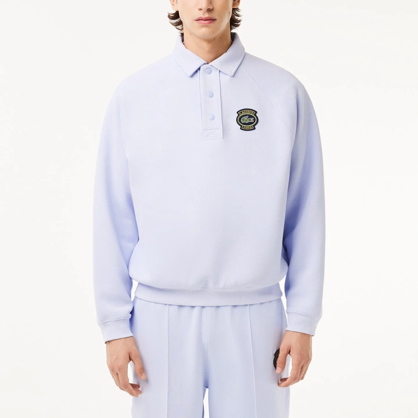 Свитшот с поло и аппликацией логотипа LACOSTE, Phoenix Blue