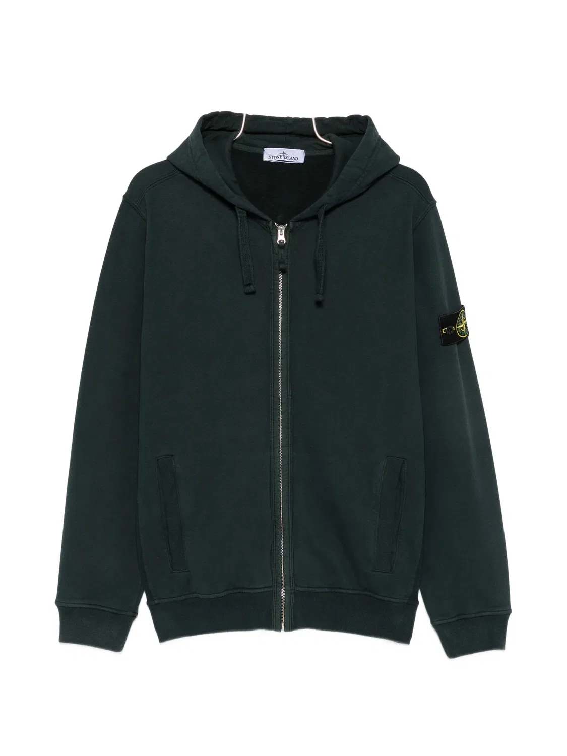 Толстовка на молнии с нашивкой с логотипом Stone Island, зеленый