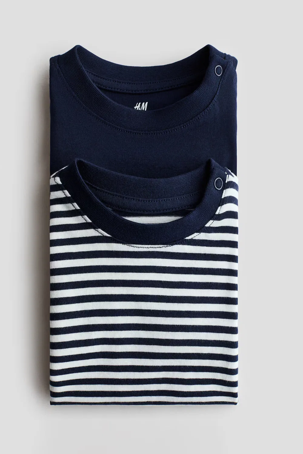 Комплект из 2 хлопковых футболок H&M, Marineblau/Weiß Gestreift — фото 2