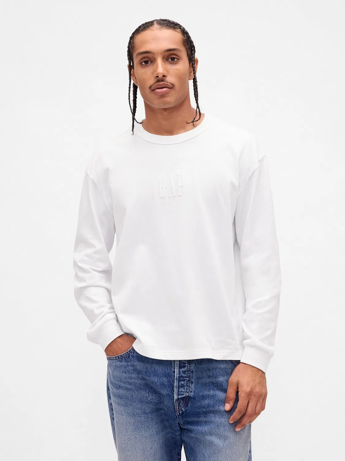 Футболка с длинным рукавом Gap White Logo, белый