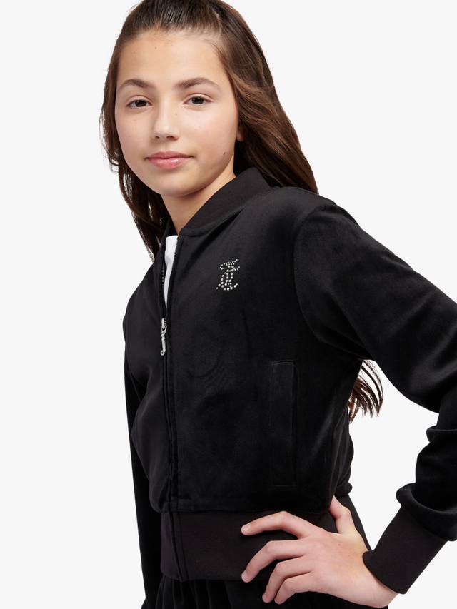 Детская велюровая укороченная худи на молнии Juicy Couture, Jet Black — фото 4
