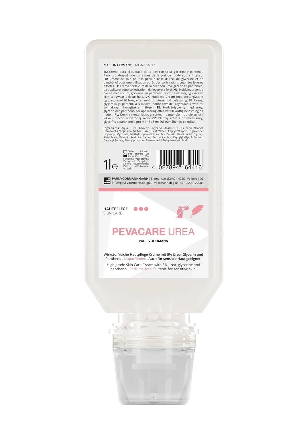 Лосьон для тела Pevacare Urea с 5% мочевины, увлажняющий, без отдушек, 1 л, набор 6 шт Paul Voormann