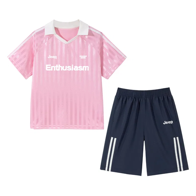 Детский спортивный костюм с лацканами, тонкий, стрейч, Jeep, Pink/White/Navy