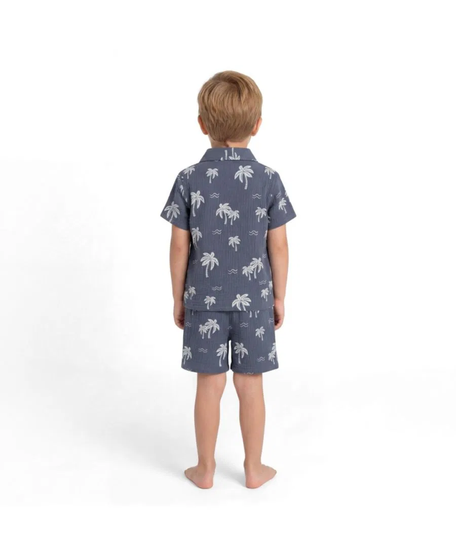 Комплект из рубашки и шорт из хлопка Tropical Palm Tree Andy & Evan, Grey Palm Tree — фото 3
