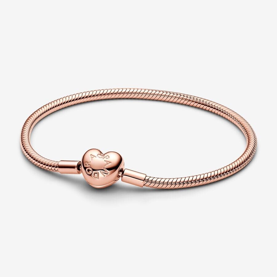 

Браслет Pandora Moments Heart Clasp Snake Chain, розовое золото