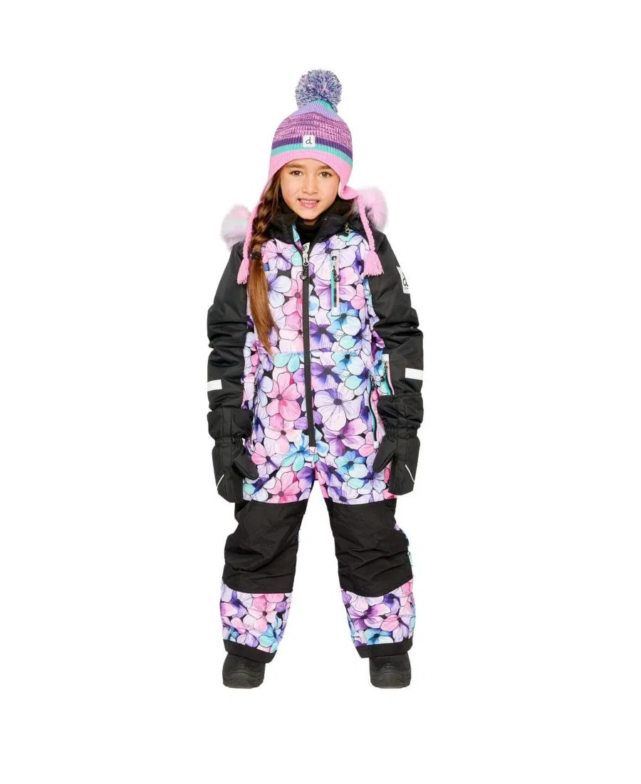 Детский комбинезон-снегокат с флористическим принтом Deux par Deux, Purple Floral Print — фото 4