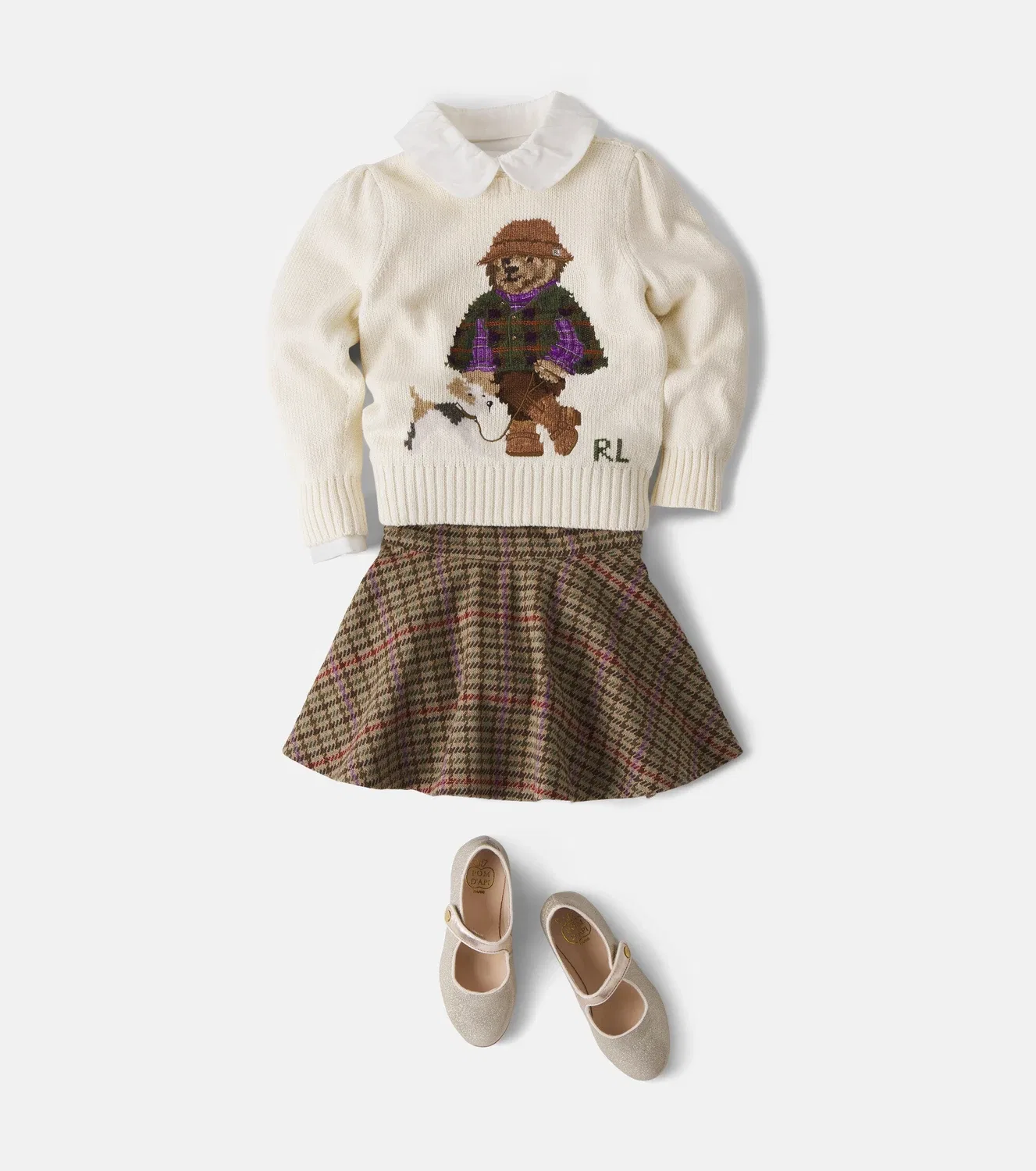 Свитшот хлопковый с медведем Polo Ralph Lauren Kids, белый — фото 2