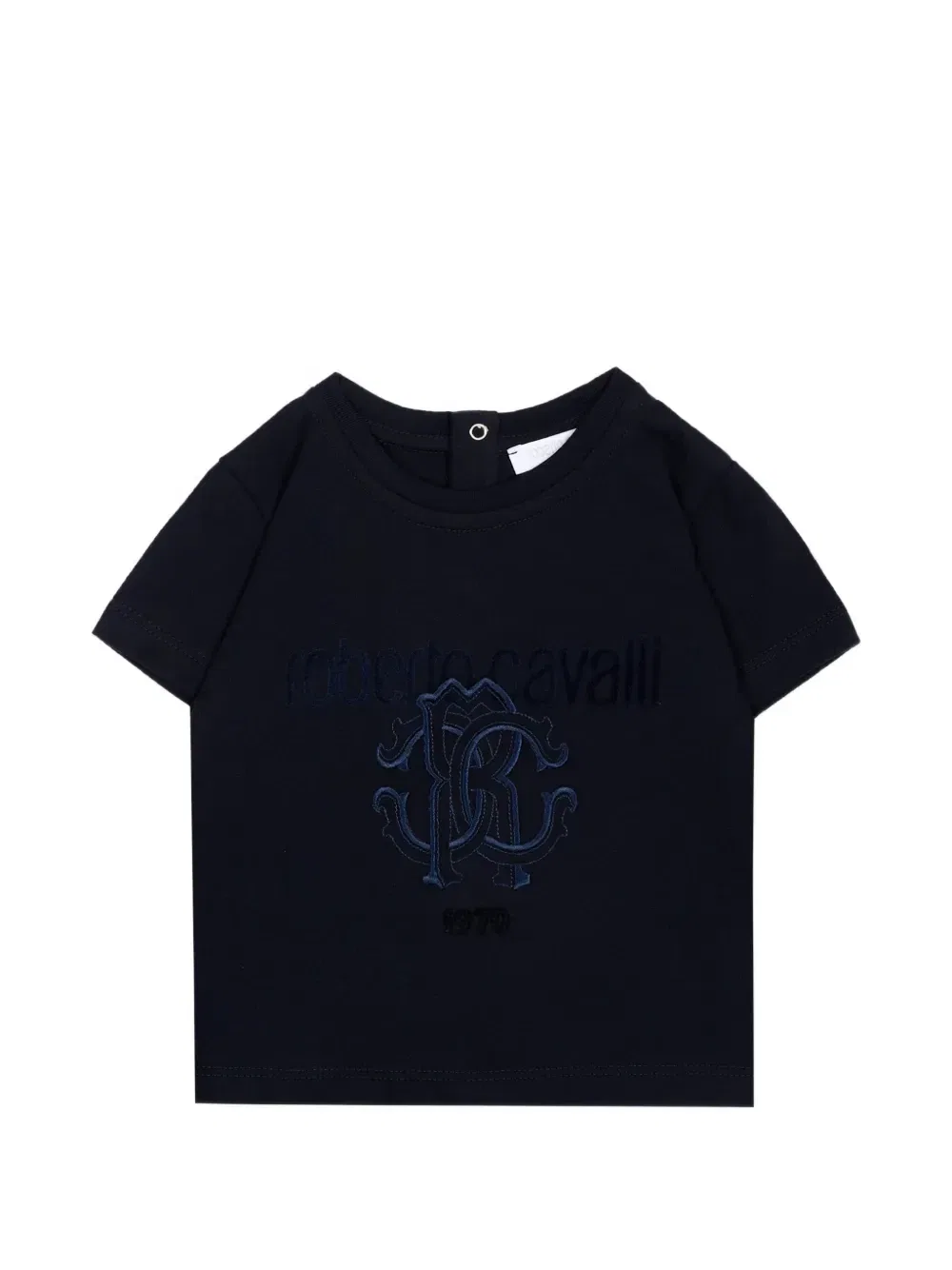 Футболка с вышитым логотипом Roberto Cavalli Junior, синий