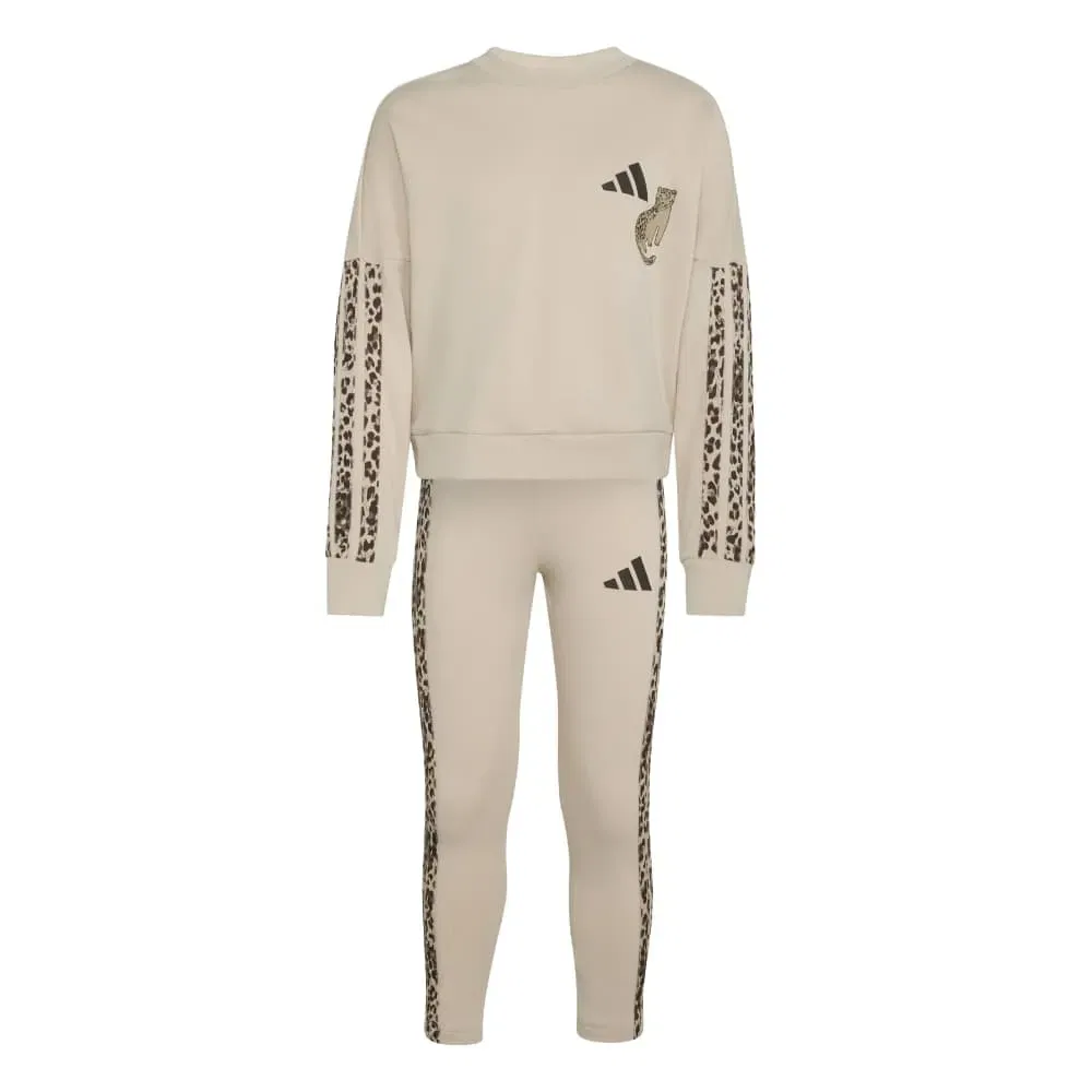 Детский комплект для девочек с принтом Animal 3-Stripes Adidas, Beige — фото 3