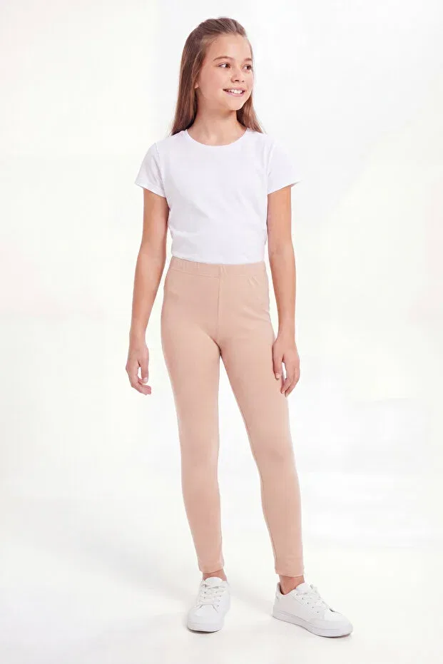 Детские леггинсы для девочек хлопковые Basic Arma Yıldız, White-Black-Skin — фото 3