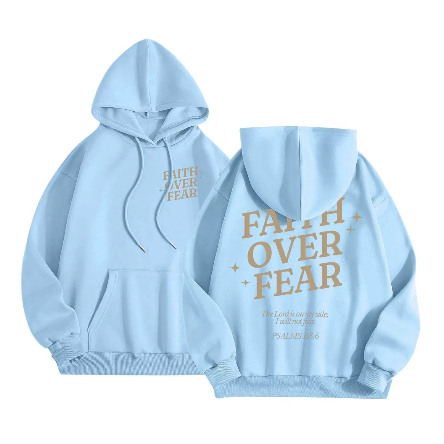 Женский худи с принтом Faith Over Fear, Azzurro