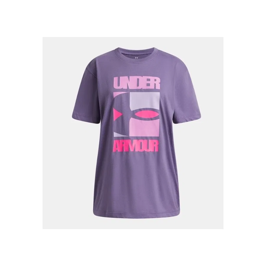 Футболка с коротким рукавом, оверсайз, модель UA Block Logo, Under Armour, Фиолетовый