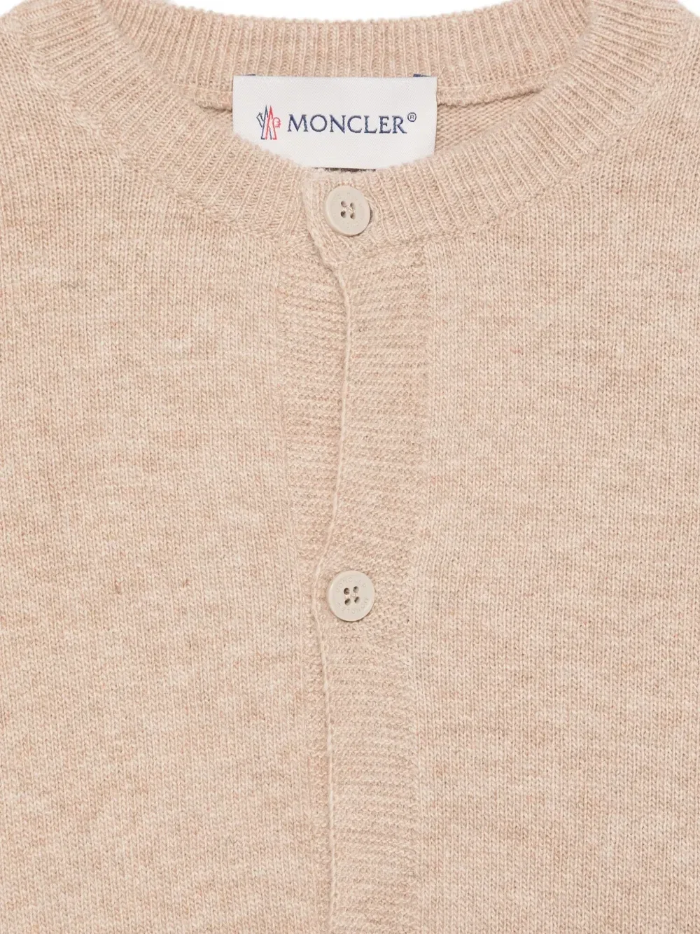 Кардиган с нашивкой логотипа Moncler Enfant, бежевый — фото 2