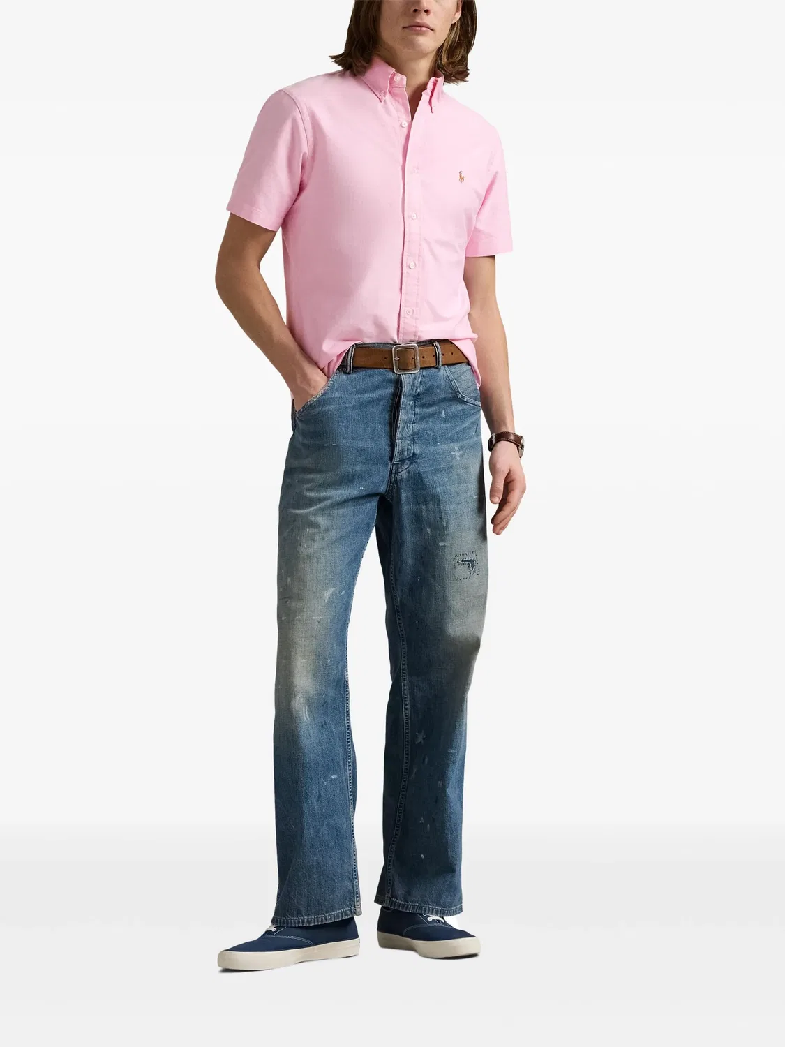 Рубашка светло-розовая из хлопка Polo Ralph Lauren, светло-розовый — фото 4