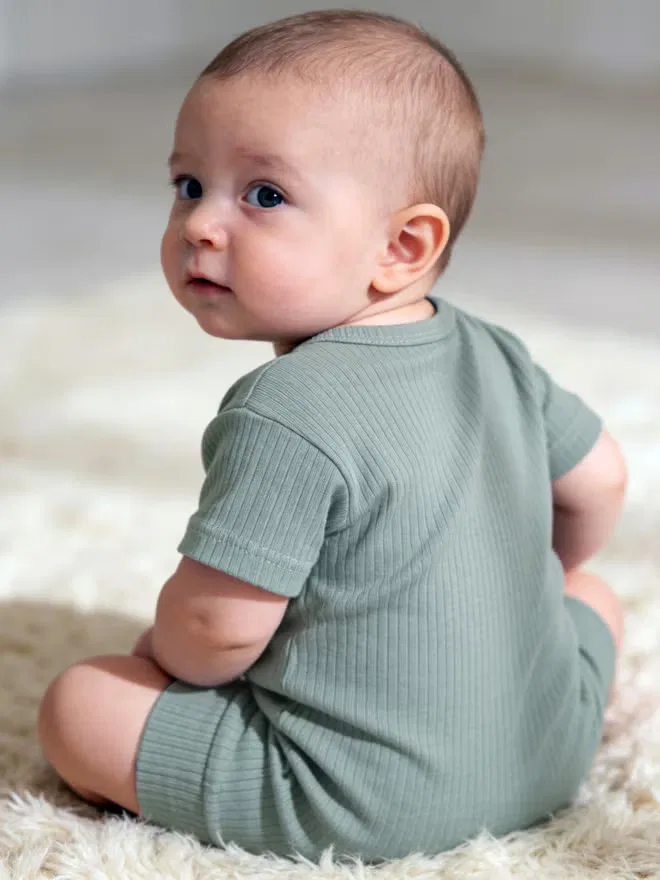 Боди-комбинезон с коротким рукавом Babies Basic, зеленый — фото 3