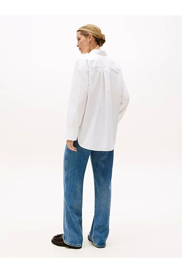 Женская рубашка классическая с длинным рукавом Basics Tommy Hilfiger, White — фото 3
