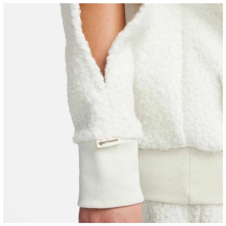 Женский свитшот-худи оверсайз с флисом Nike Sportswear Collection Sherpa Hoodie, Nike, Белый — фото 2