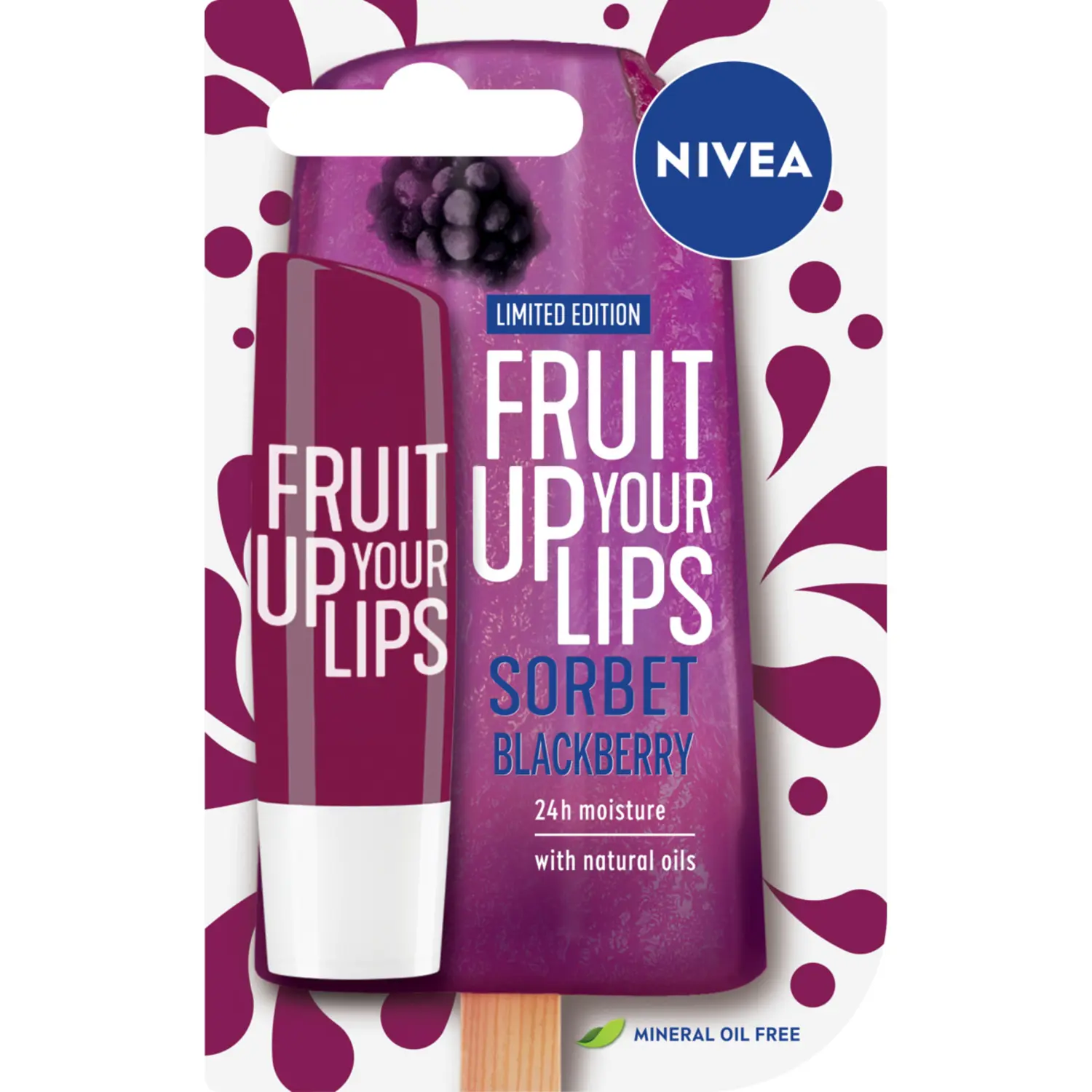 Nivea Blackberry Shine Ухаживающая губная помада Blackberry Sorbet, 4,8 г — фото 2