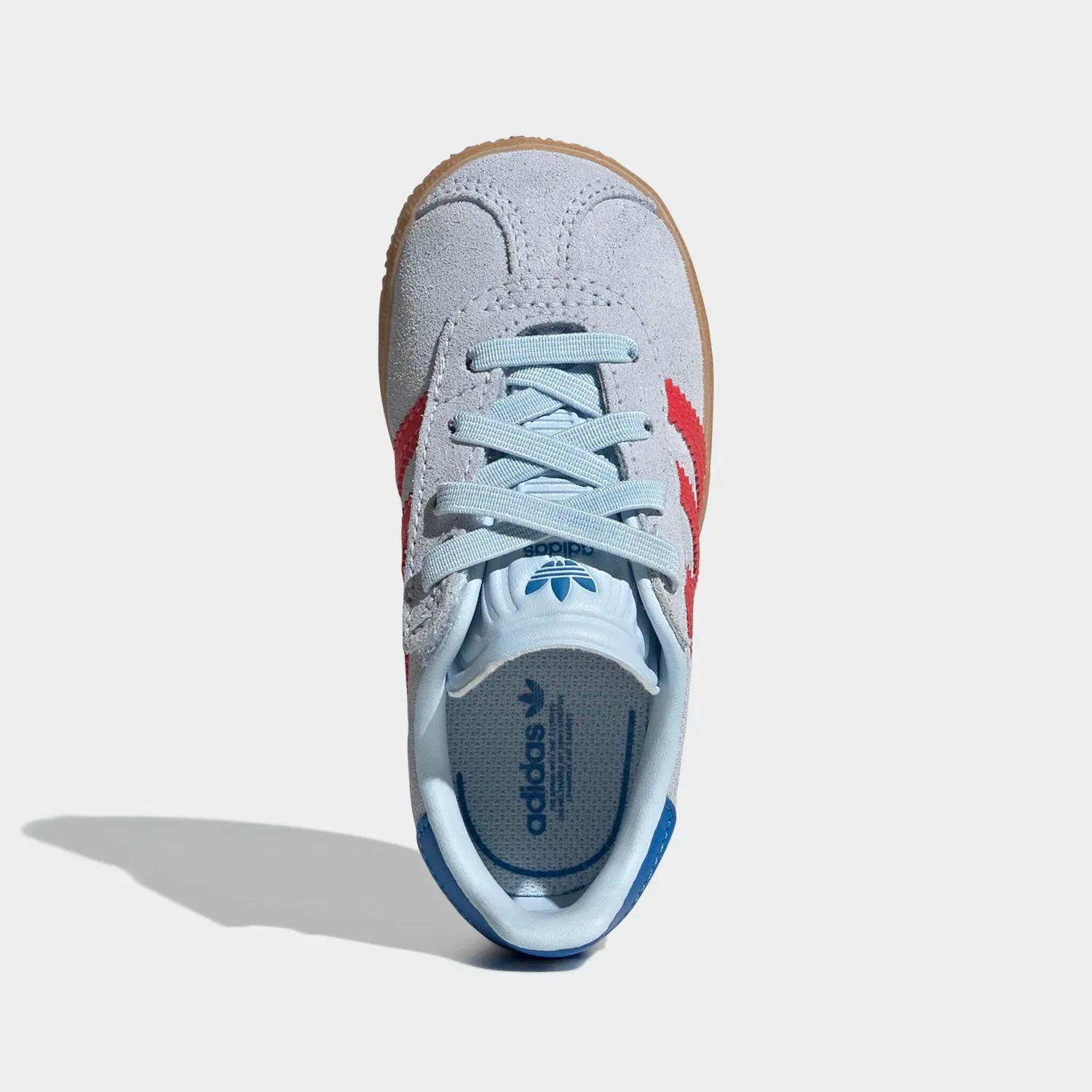 Детские кроссовки Gazelle с эластичными шнурками Adidas Originals, Crystal Sky/Semi Lucid Red/Bluebird — фото 4