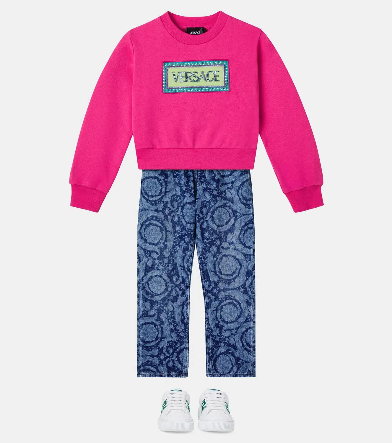 Свитшот хлопковый Versace Kids, Radiant Pink Multicolor — фото 2