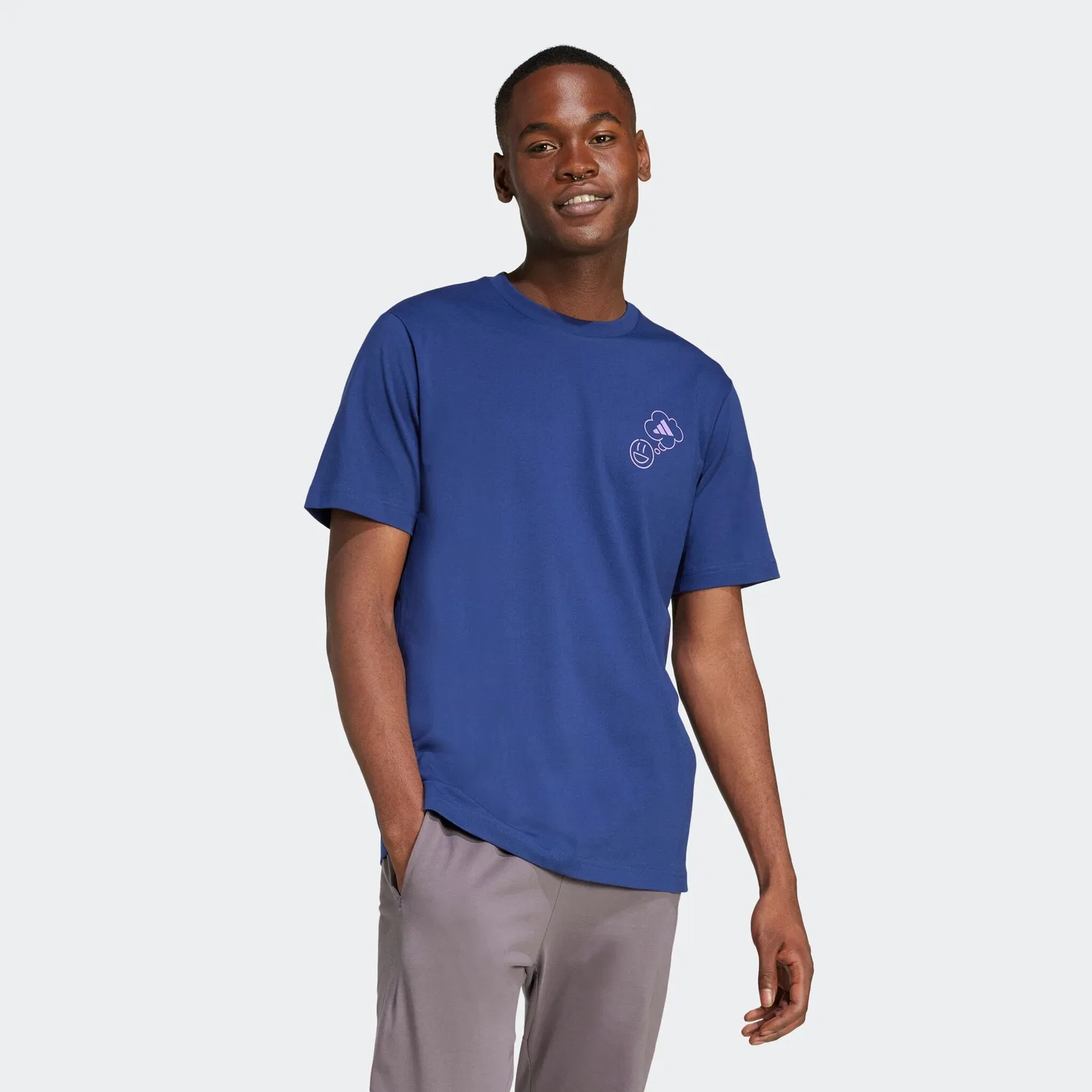 Детская футболка свободного кроя с графическим принтом Adidas Sportswear, Dark Blue — фото 2