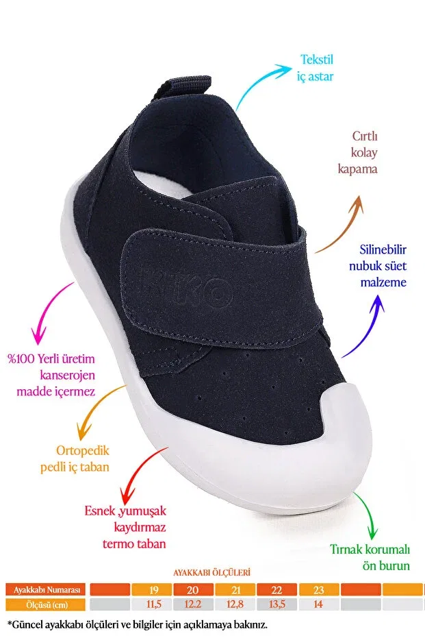 Детские повседневные туфли для мальчиков с липучкой Rosie First Step Kiko Kids, Navy Blue — фото 3