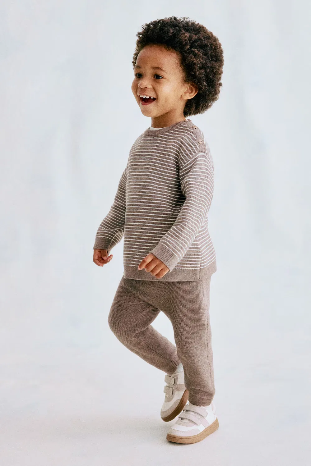 Комплект из 2 предметов, изготовленный из тонкого хлопкового трикотажа H&M, Braun/Weiß Gestreift — фото 4