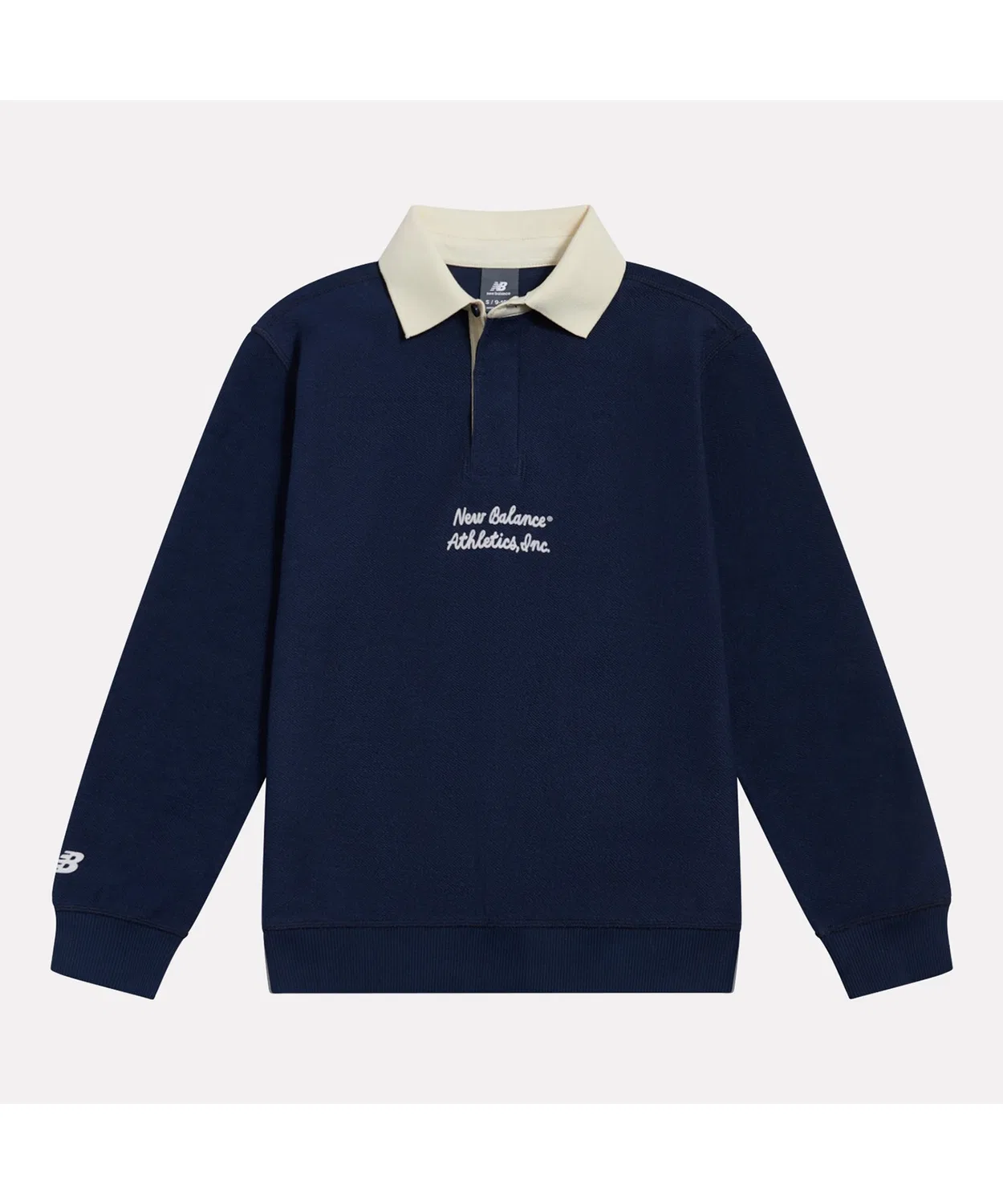 Детская футерная лонгслив-рубашка с воротником College Rugby New Balance, Navy