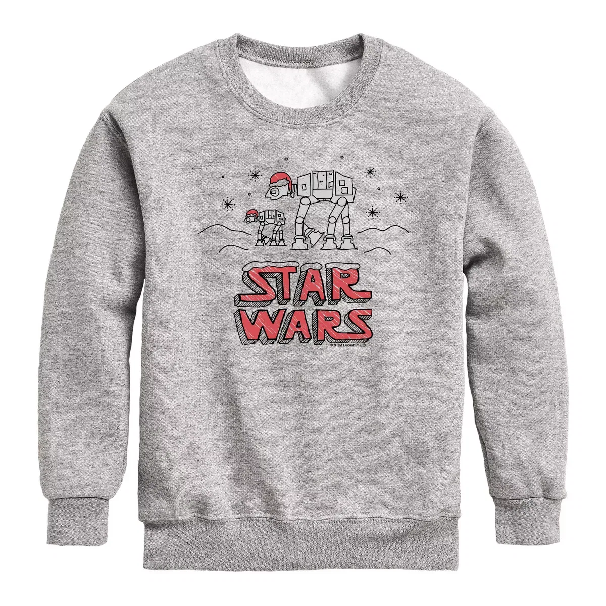 Детское свитшот с длинным рукавом с принтом Christmas Scribble Star Wars, Athletic Heather