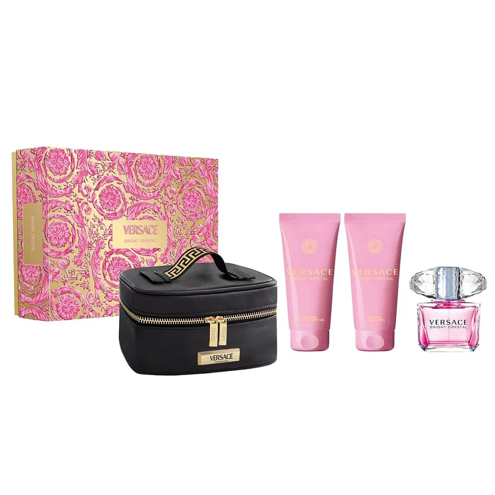 Набор парфюмерный Versace Bright Crystal 90 мл + гель для душа 100 мл + бальзам для тела 100 мл + косметичка