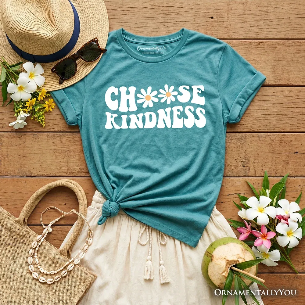 Детская футболка для девочек с принтом Choose Kindness Floral OrnamentallyYou, Tropical Blue