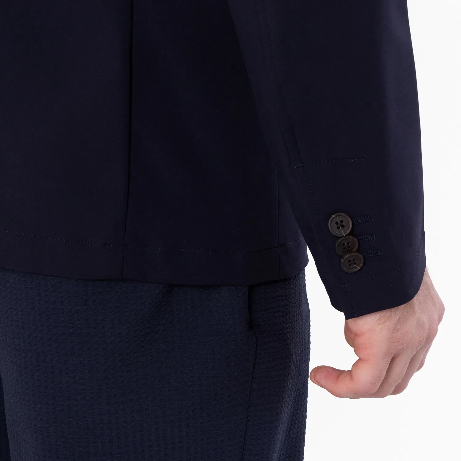 Пиджак однобортный из стрейч-нейлона Stretch-Nylon Single-Breasted Blazer Emporio Armani, Iconico 0920 Blu Navy Ea — фото 2