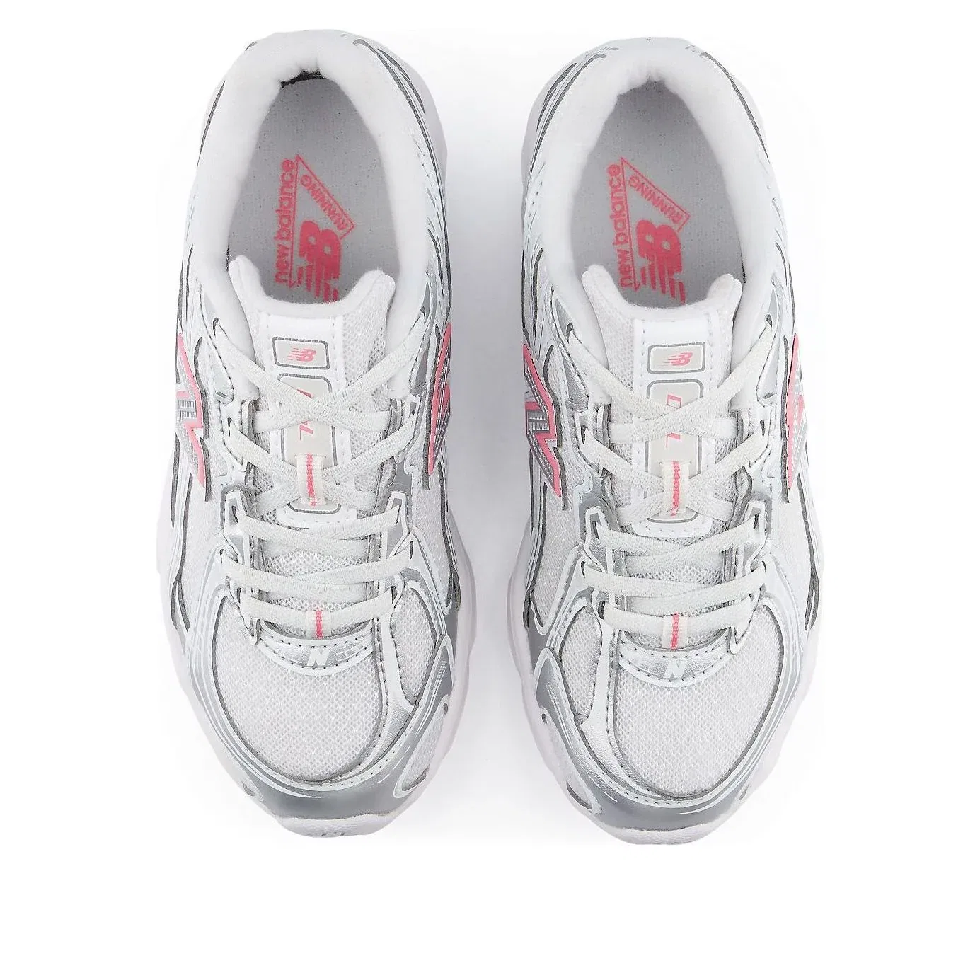 Детские кроссовки с сетчатым верхом 740 Bungee Lace 'Silver Metallic Signal Pink' New Balance, Silver Metallic / Signal Pink — фото 3