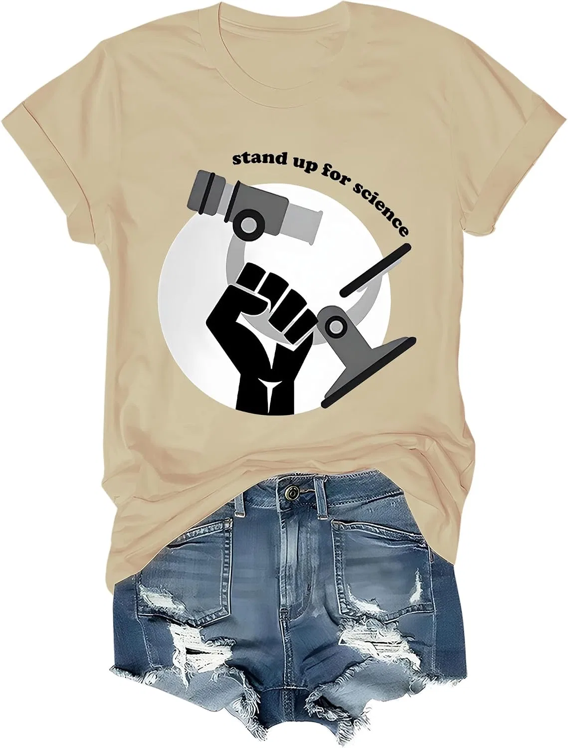 Женская футболка с принтом Letter Print Generic, Khaki