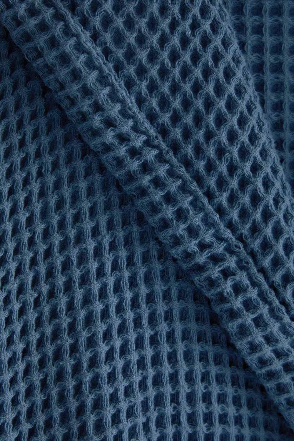 Хлопковый вафельный халат ZARA, dusty blue — фото 4