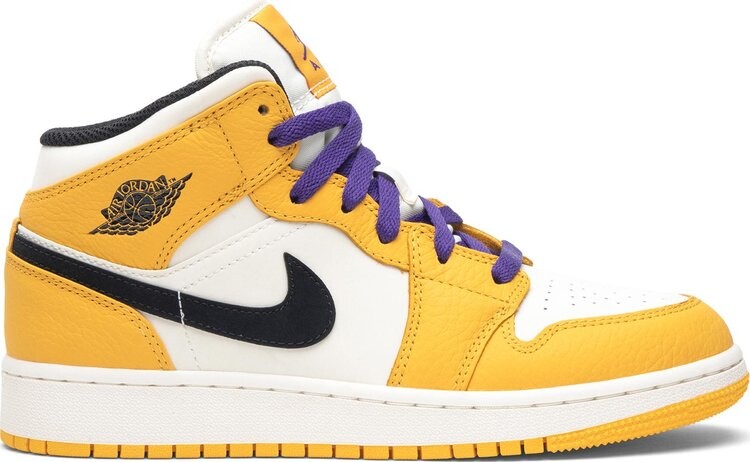 

Кроссовки Air Jordan 1 Mid GS Lakers, золотой, Желтый;оранжевый, Кроссовки Air Jordan 1 Mid GS Lakers, золотой