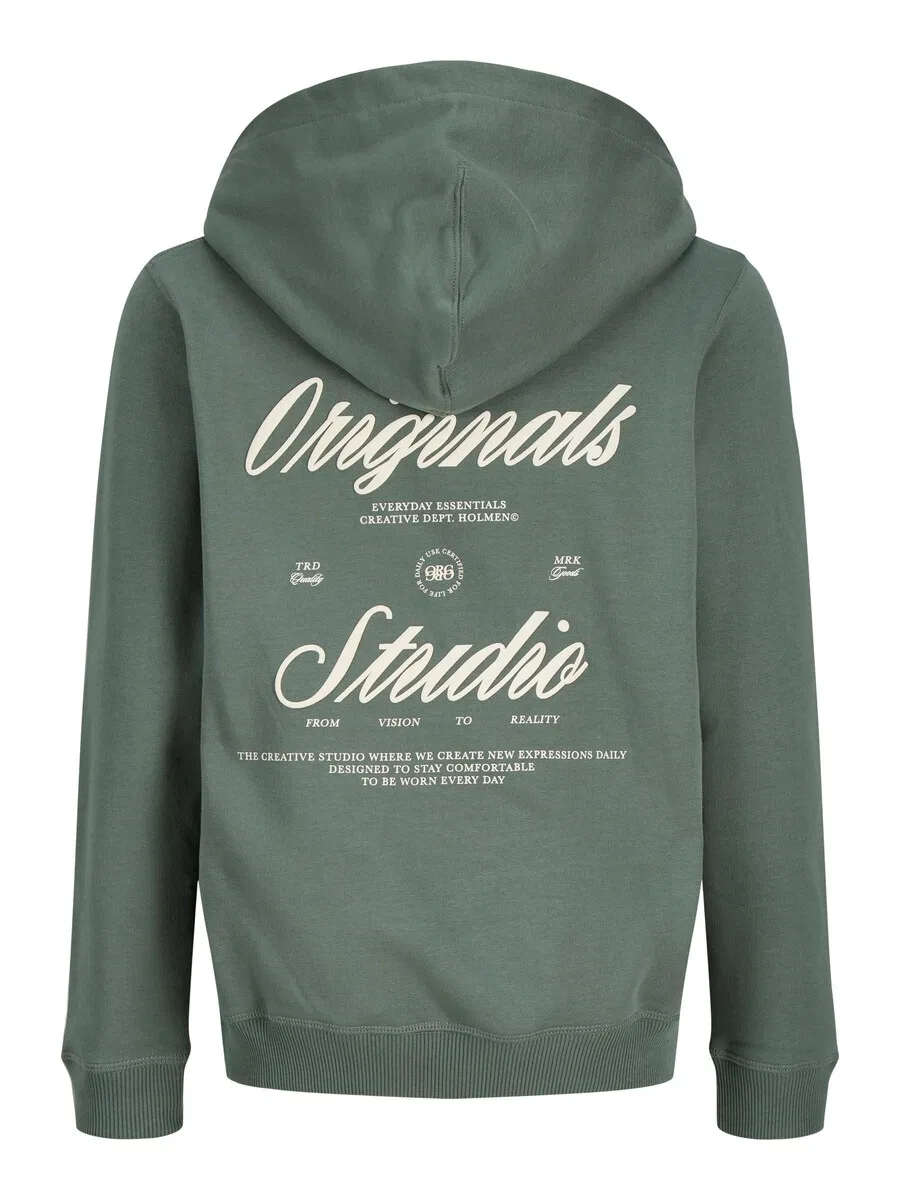 Детская толстовка на молнии Jack & Jones Junior 'JORNORREBRO TYPO' зеленого цвета — фото 3