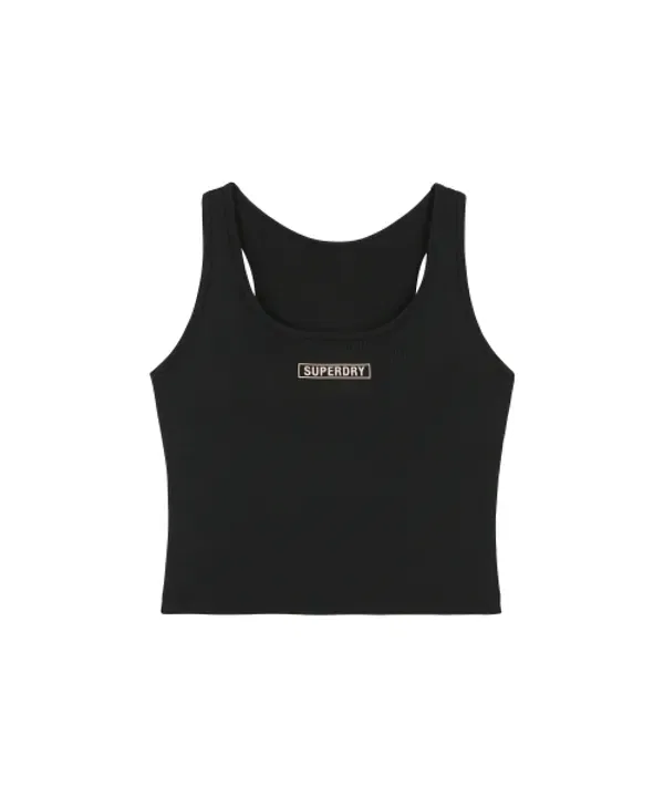 Топ без рукавов, классический кроп, Superdry, черный