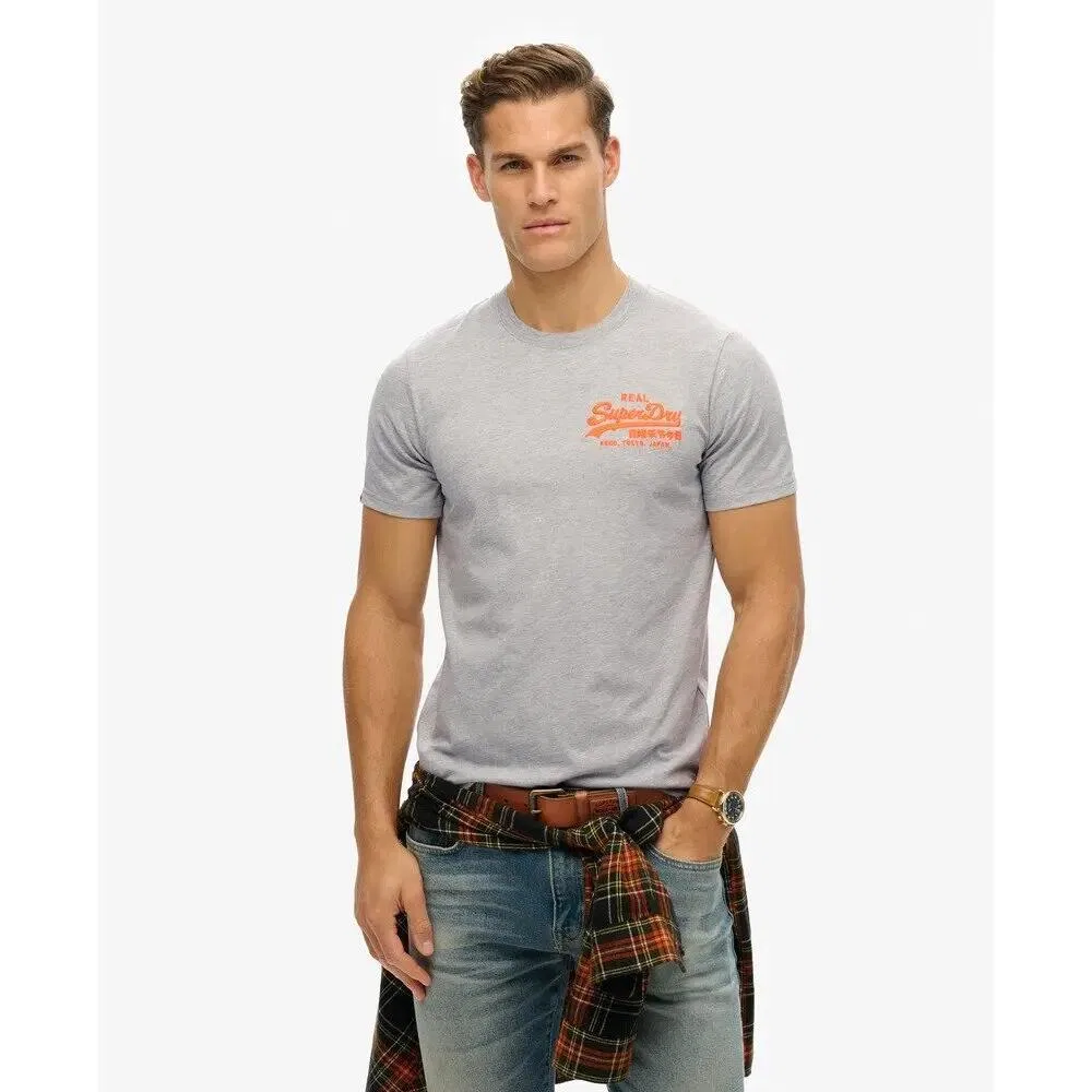 Мужская хлопковая футболка Superdry Vintage, Grau Hellzinngrau — фото 2