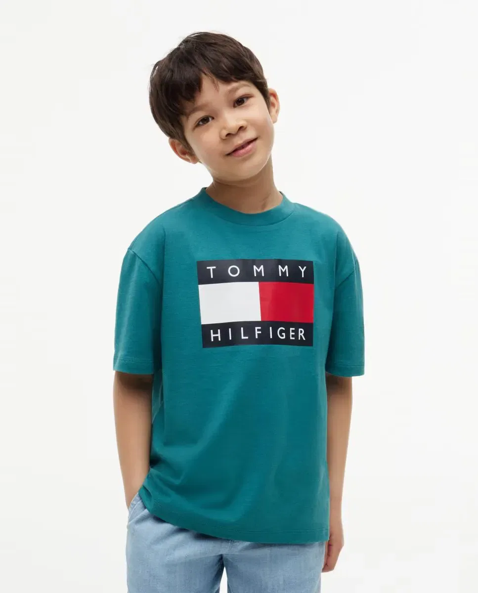 Детское поло для мальчиков с длинным рукавом Tommy Hilfiger, Красный