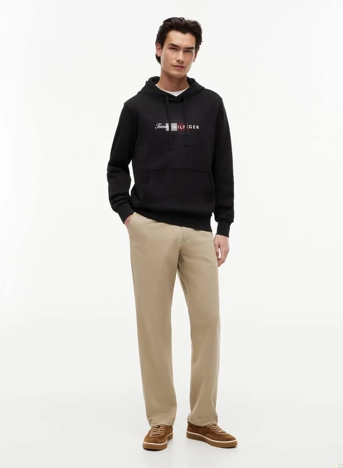 Худи с принтом флага на груди Flag graphic terry Tommy Hilfiger, черный — фото 4