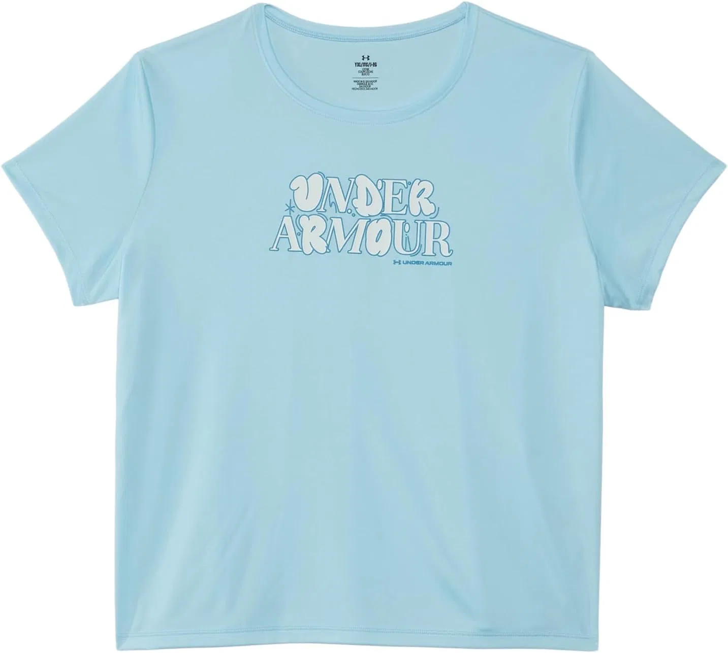 Футболка для девочек Tech Wordmark, Under Armour, Stream/White/Ether Blue