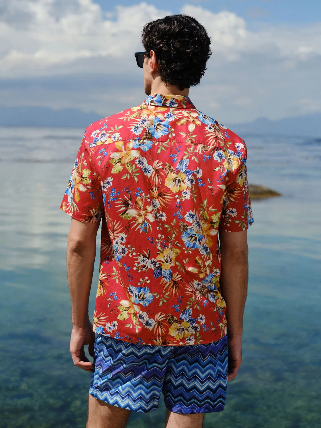 Рубашка с принтом, свободный крой, Red Floral Next, красный — фото 4
