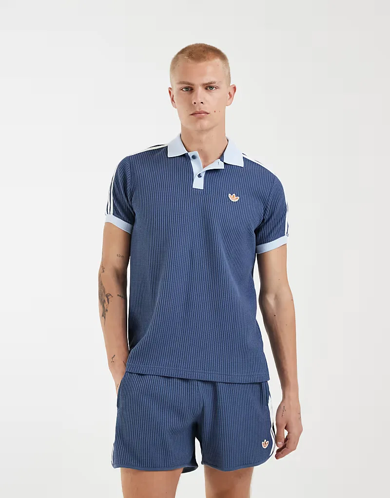 Спортивные шорты Adidas Originals с вафельной текстурой, темно-синий — фото 3