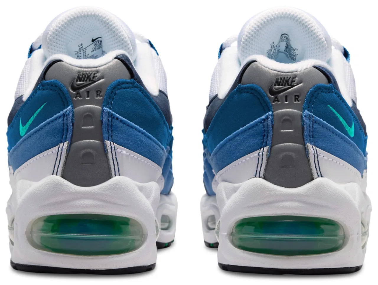 Кроссовки для мальчиков Air Max 95 BB PRM Nike, цвет White/Emerald Green/Lake Blue — фото 3